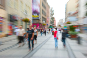 People walking on a street motion blur