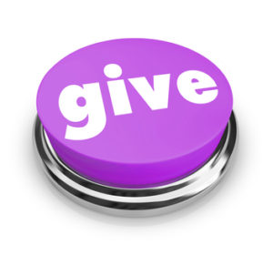 A purple button with the word Give on it