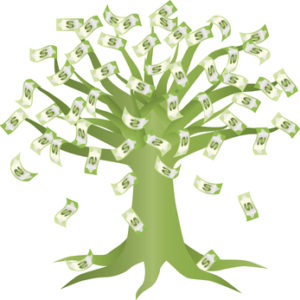 Money Growing on Green Tree Illustration Isolated on White Background