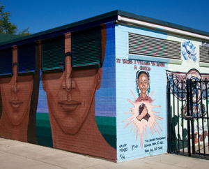 Building mural in Five Points-Curtis Park Denver.