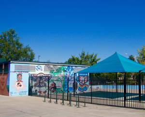 Pool and building mural in Five Points-Curtis Park Denver.
